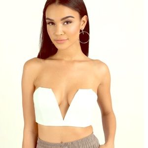 Tobi “better than yours” deep V white crop top
